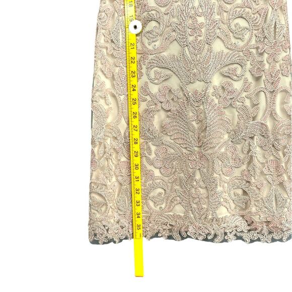 Tadashi Shoji Beige Pink Embroidery Lace V-Neck‎ Sleeveless Cocktail Dress 2 - Picture 8 of 8